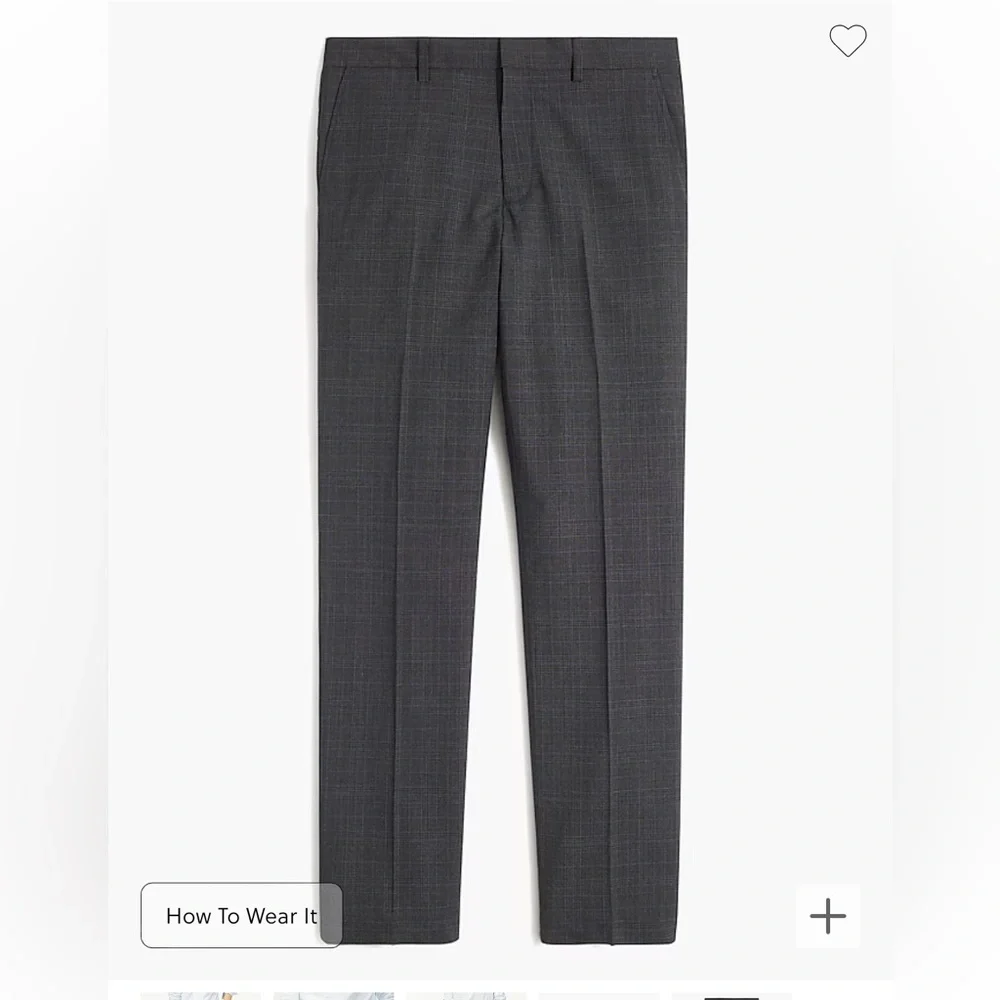 J CREW Thompson Wool Blend Pant in Gray Blue Glen Plaid Size 34‎ $168